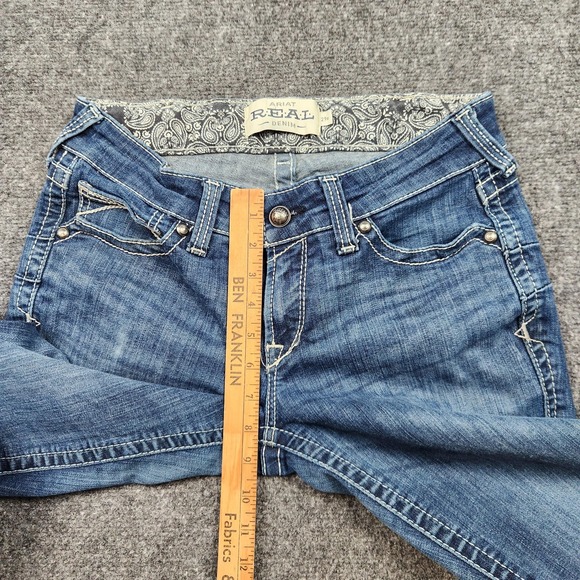 Ariat REAL Denim Jeans Womens 29R Blue Mid Rise Straight Leg Western Riding - Picture 7 of 10